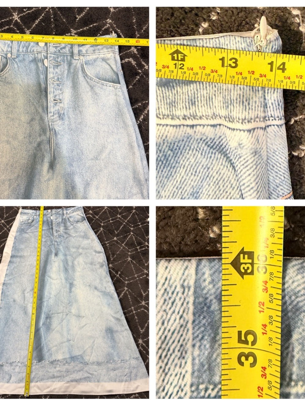 Zara trompe l'oeil denim silk skirt - printed denim - Picture 8 of 9